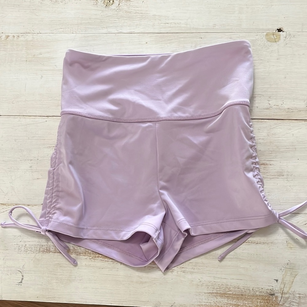 🔴 Forever 21 Small Sexy Purple Gym Shorts Tie Sides Stretchy